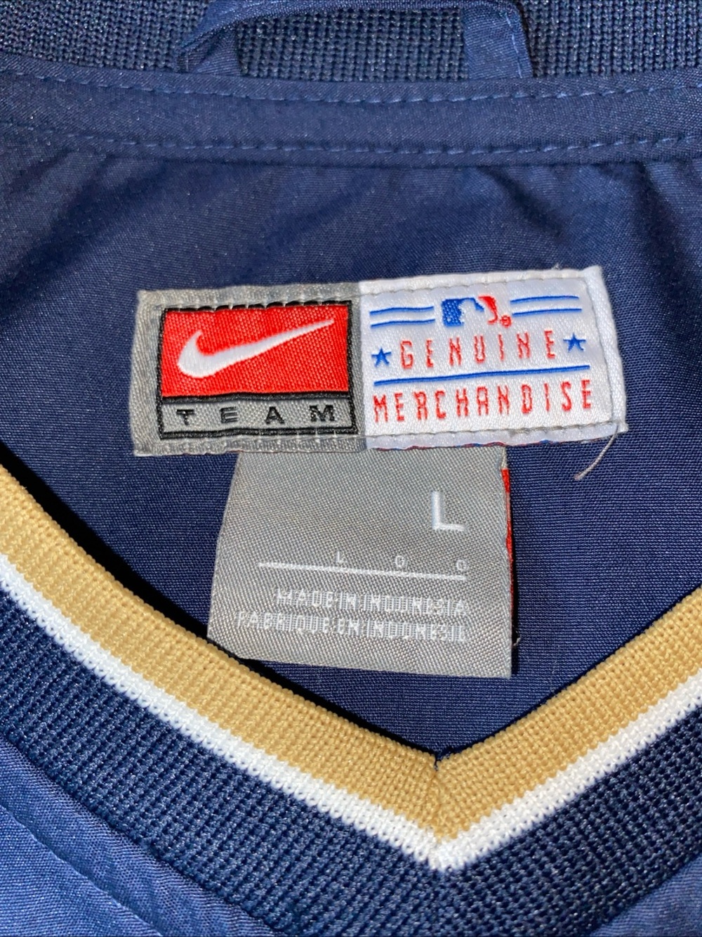 Milwaukee Brewers Sweatshirt V Neck Nike Team Pull Over Navy Side Zipper Size L - Picture 4 of 9
